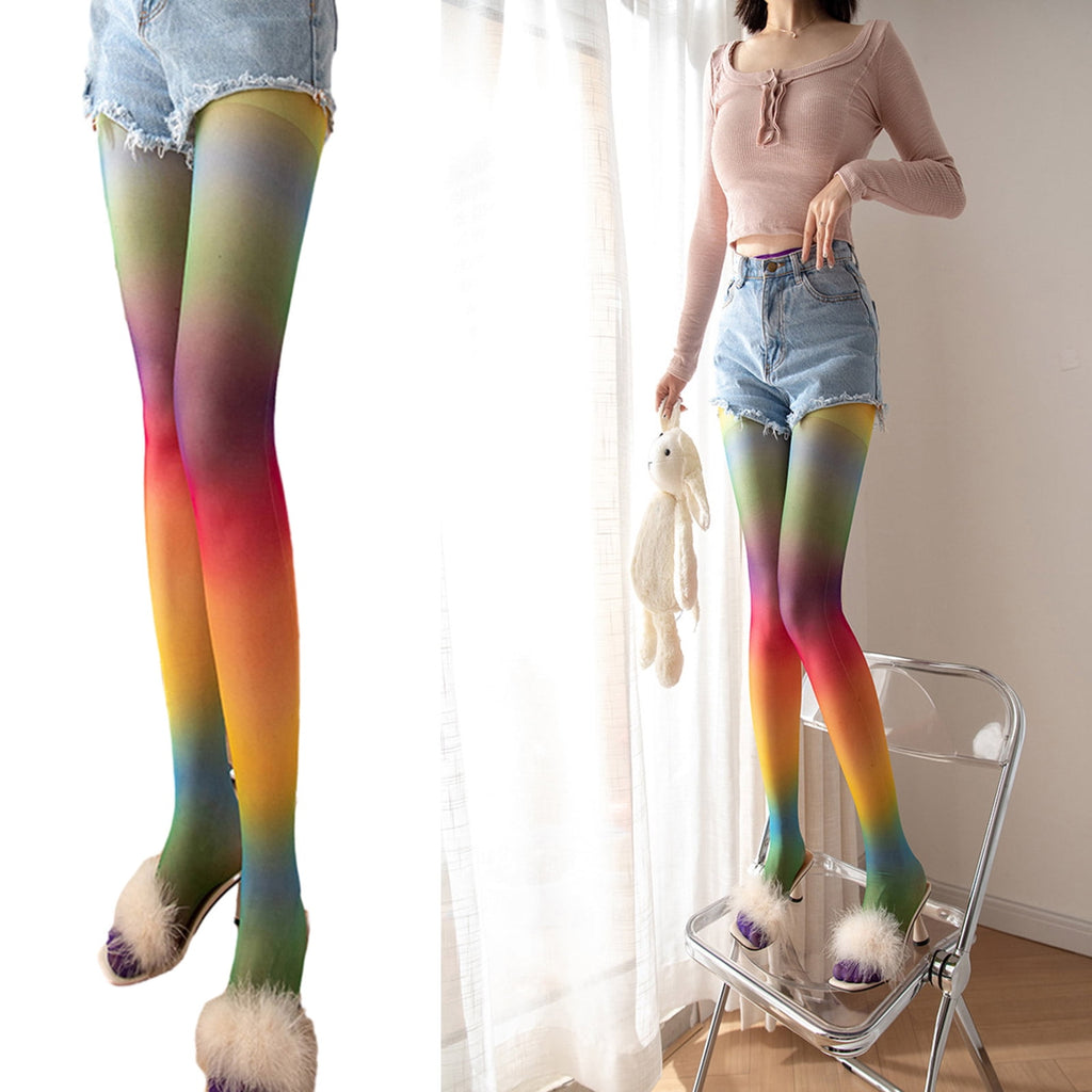 Women's Control Top Pantyhose Sheer Nylon Tights Gradients Silk Stockings Vintage High Waist Pantyhose Tights Hosiery