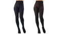 Cable Ribbed/Solid Control Top Tights 2-Pack - Womens - Female (Small/Medium, Navy/Black)