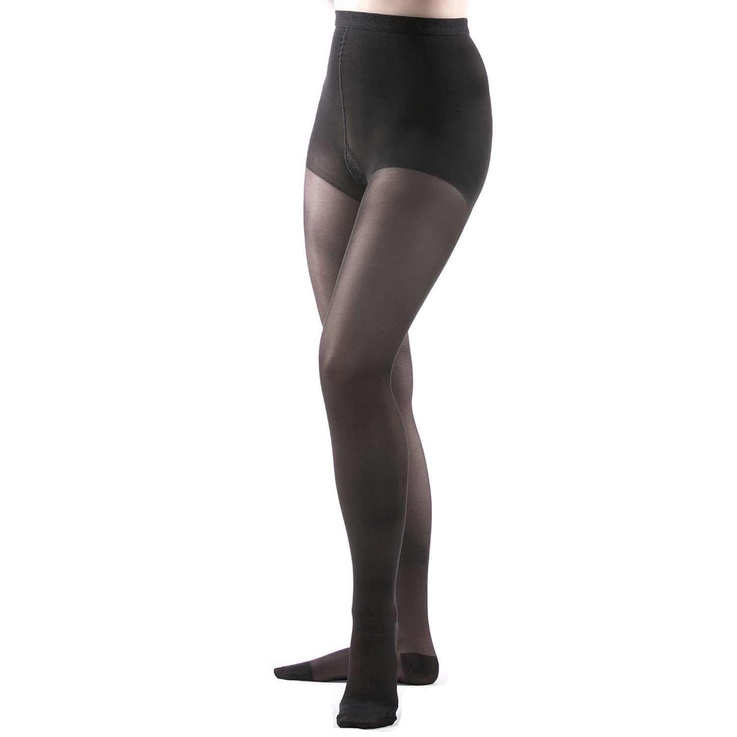 15-20 mmHg Essential 15 Sheer Support Closed Toe Pantyhose (Black) Medium - Image 5