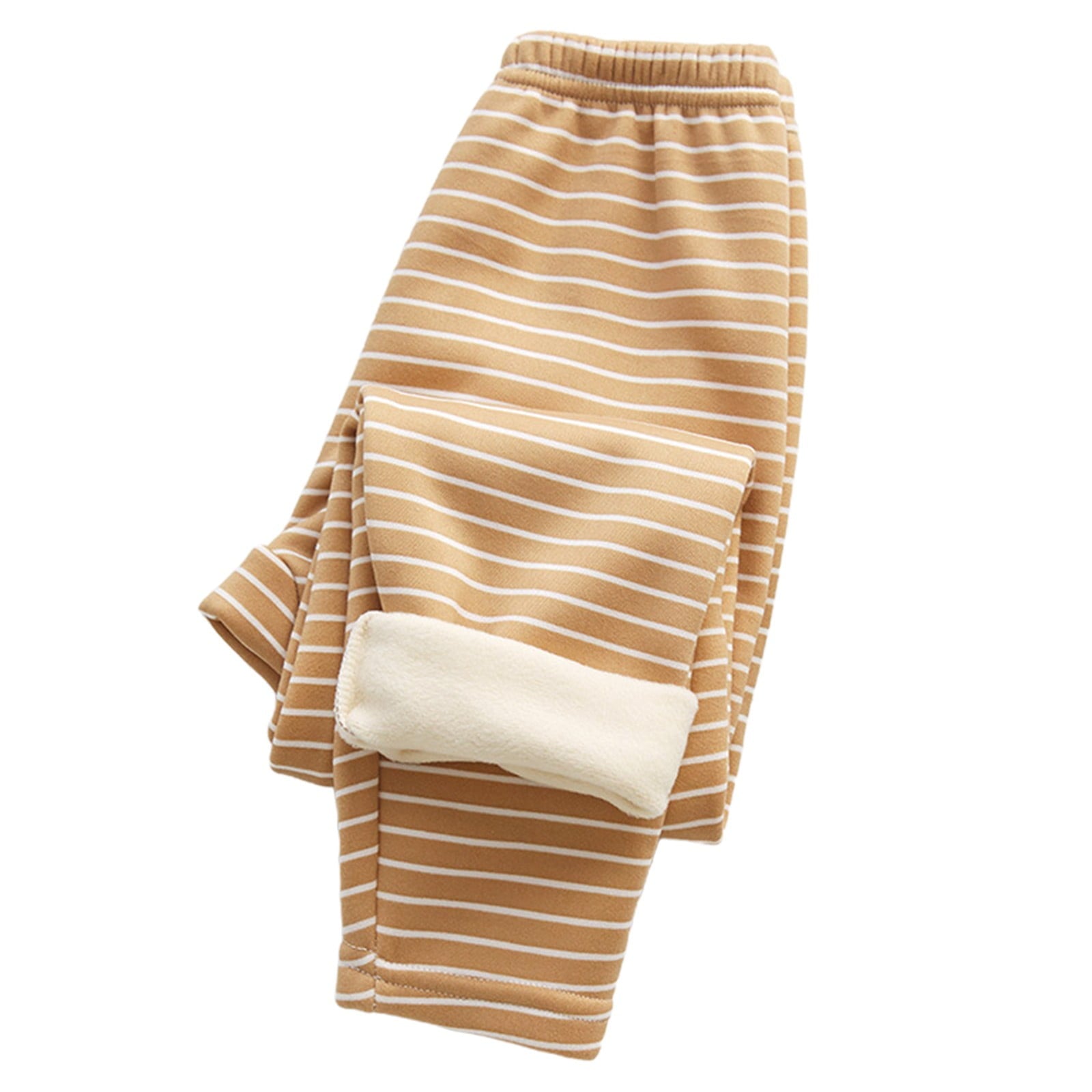 Girls Fleece Lined Striped Leggings Kids Winter Thick Warm Cotton Tights Footless Thermal Soft Stockings Pantyhose