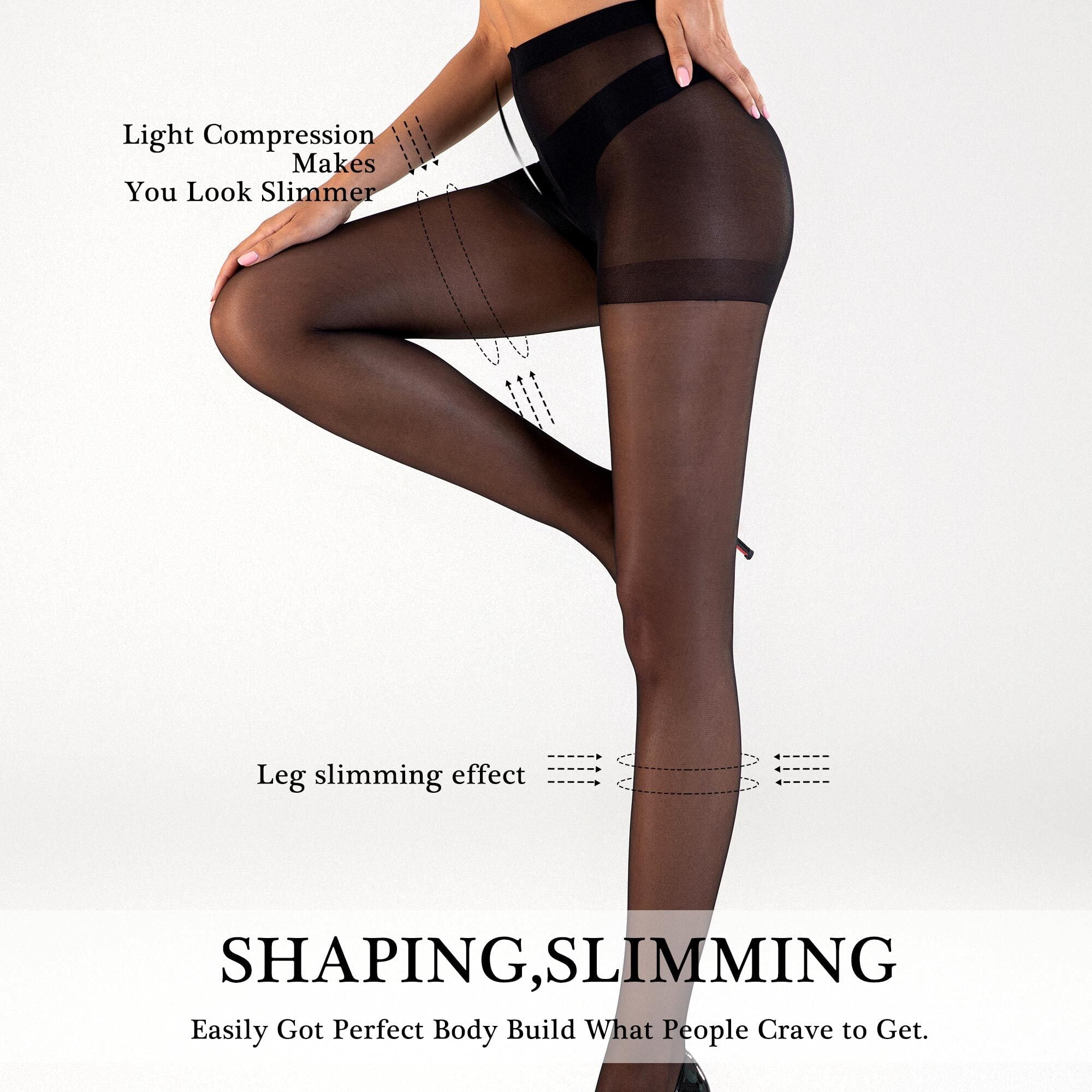 3 Pairs Sheer Tights for Women, 20D Nude Tights High Waist Pantyhose with Reinforced Toe - Image 4
