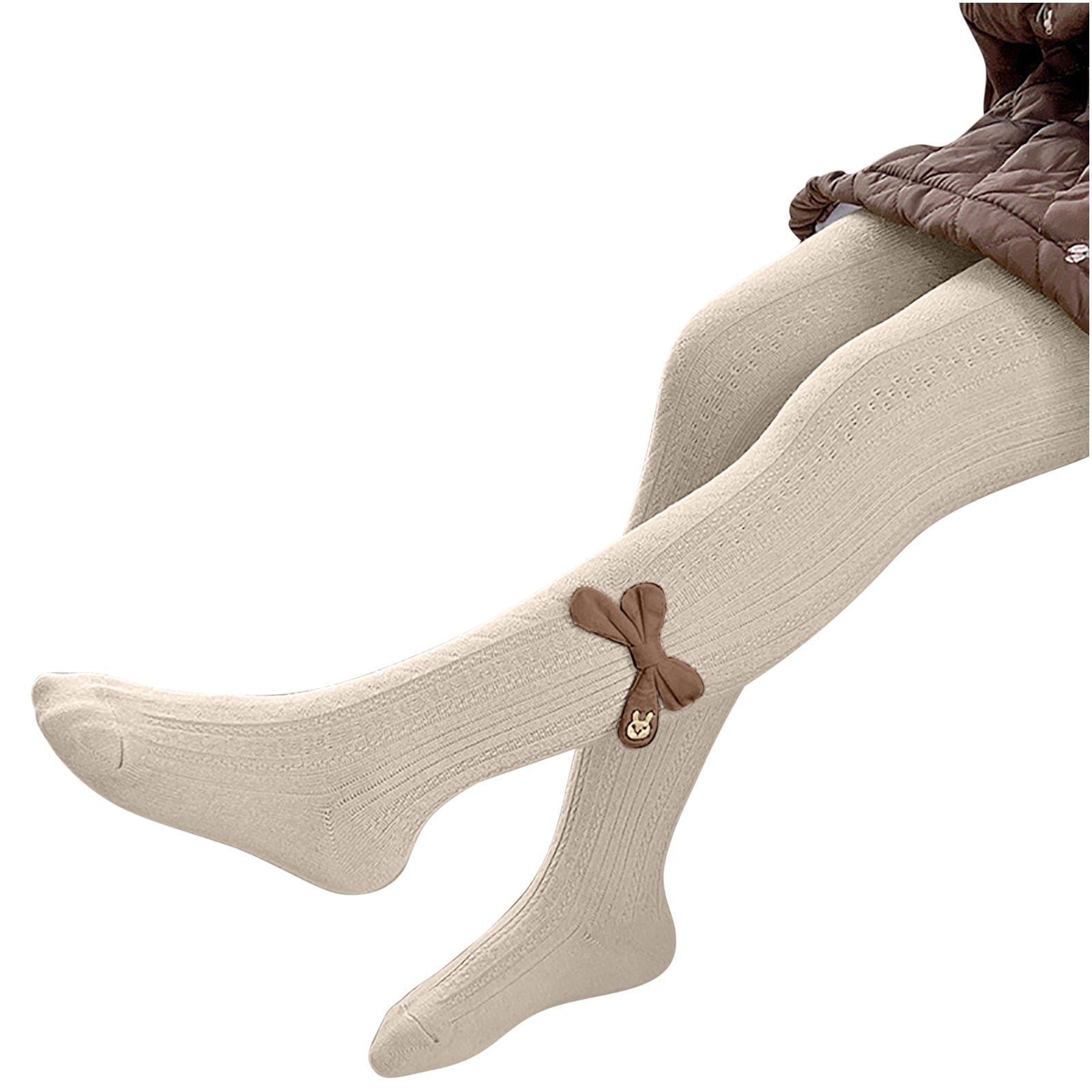 Girls' Tights Winter Elastic Warm Pantyhose Kid's Bottom Socks And Pant (1-12 Years Old) Beige - Image 5