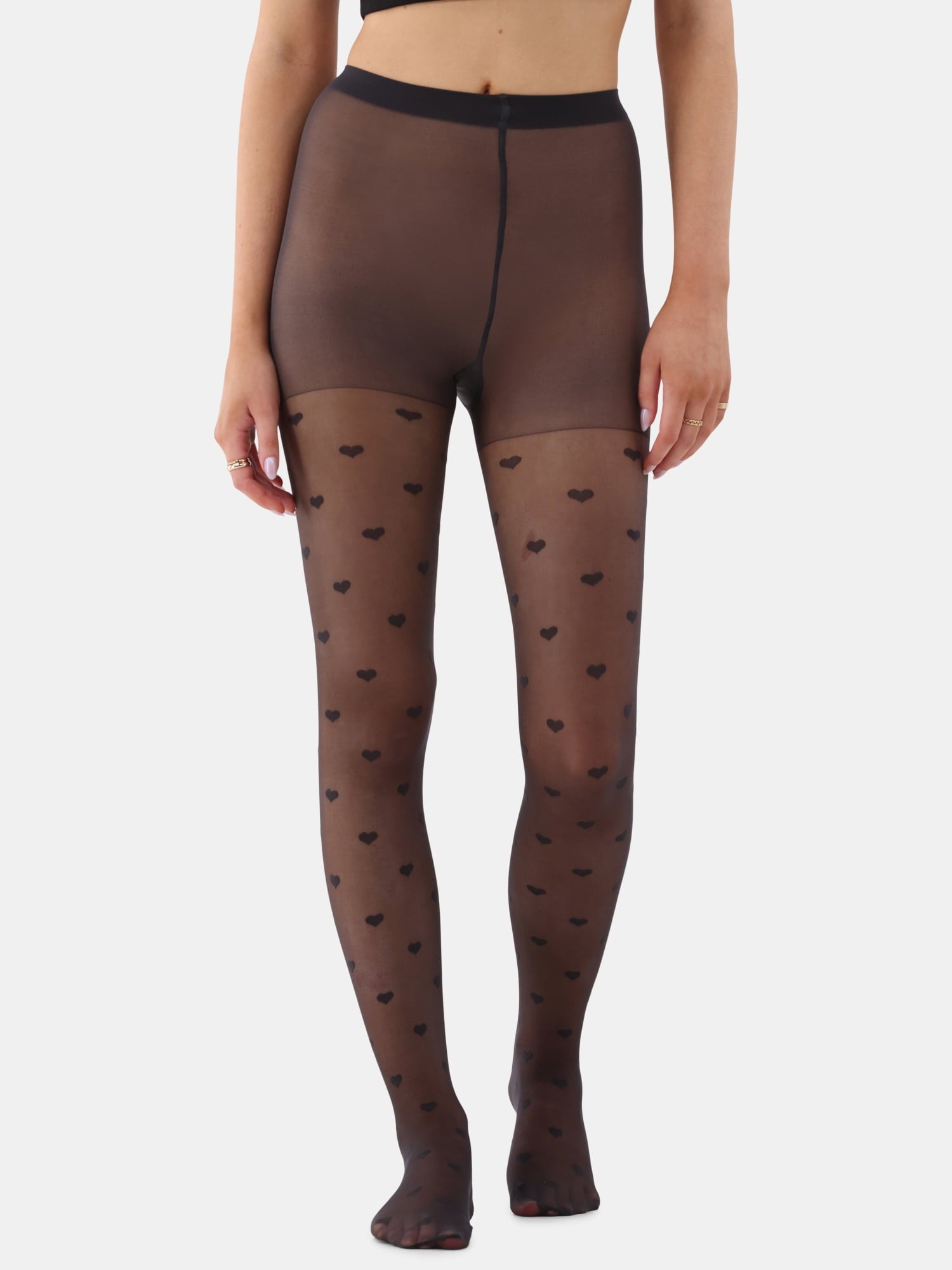 Hearts Pattern Tights for Women, Sizes S-3XL - Image 4
