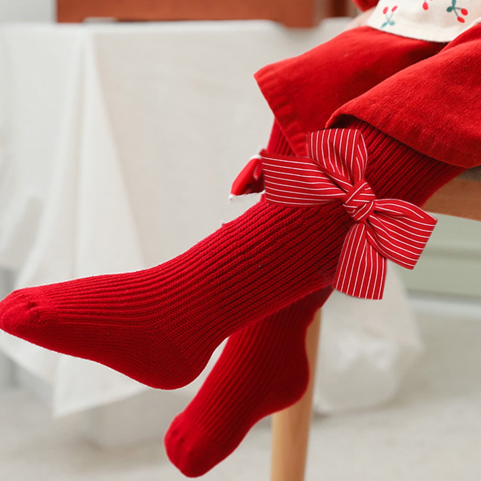 Toddler Kids Christmas Leggings Bowknot Red Pantyhose Christmas Big Red Pantyhose Footed Socks Warm Bottoms 3 Months ... - Image 5