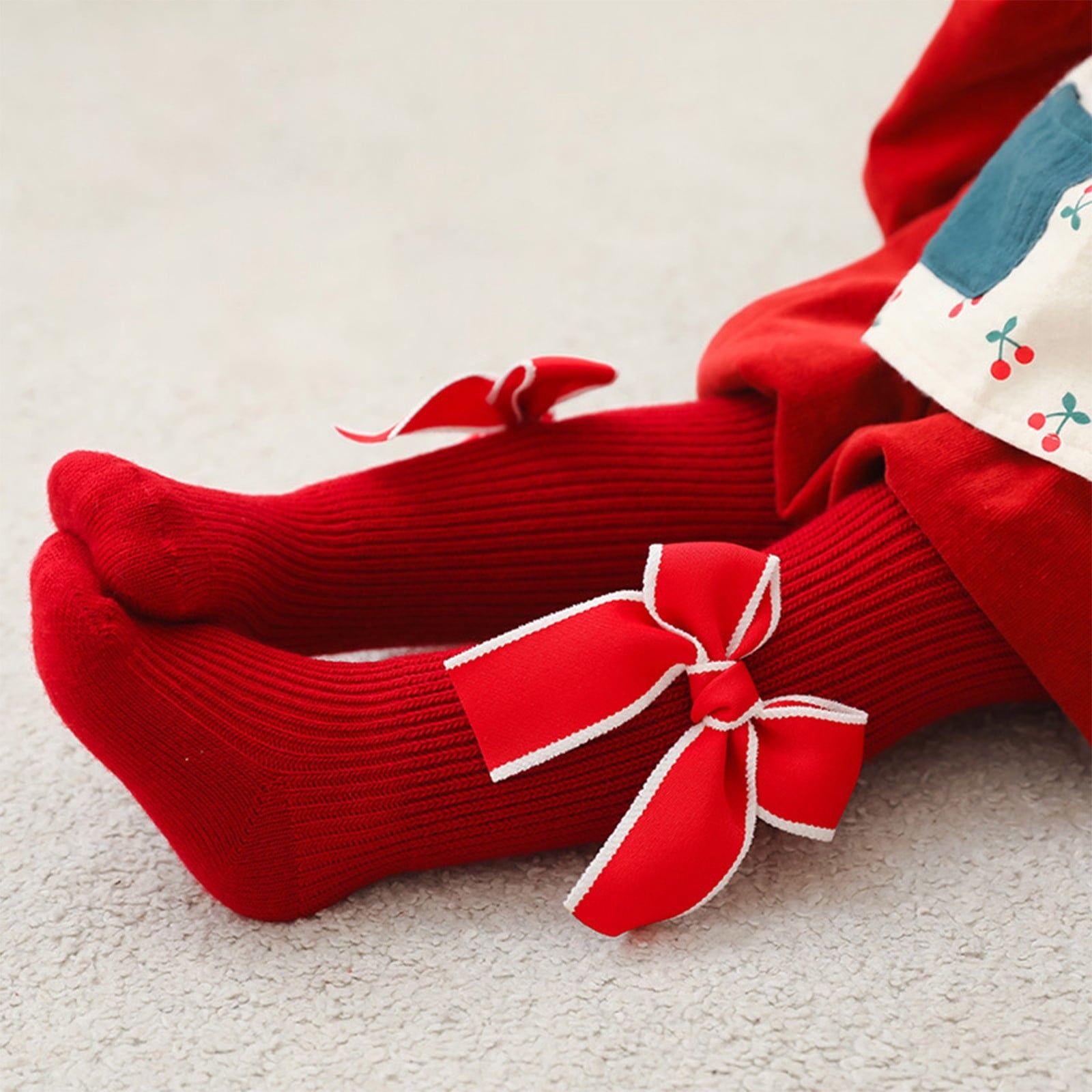 Toddler Kids Christmas Leggings Bowknot Red Pantyhose Christmas Big Red Pantyhose Footed Socks Warm Bottoms 3 Months ... - Image 5