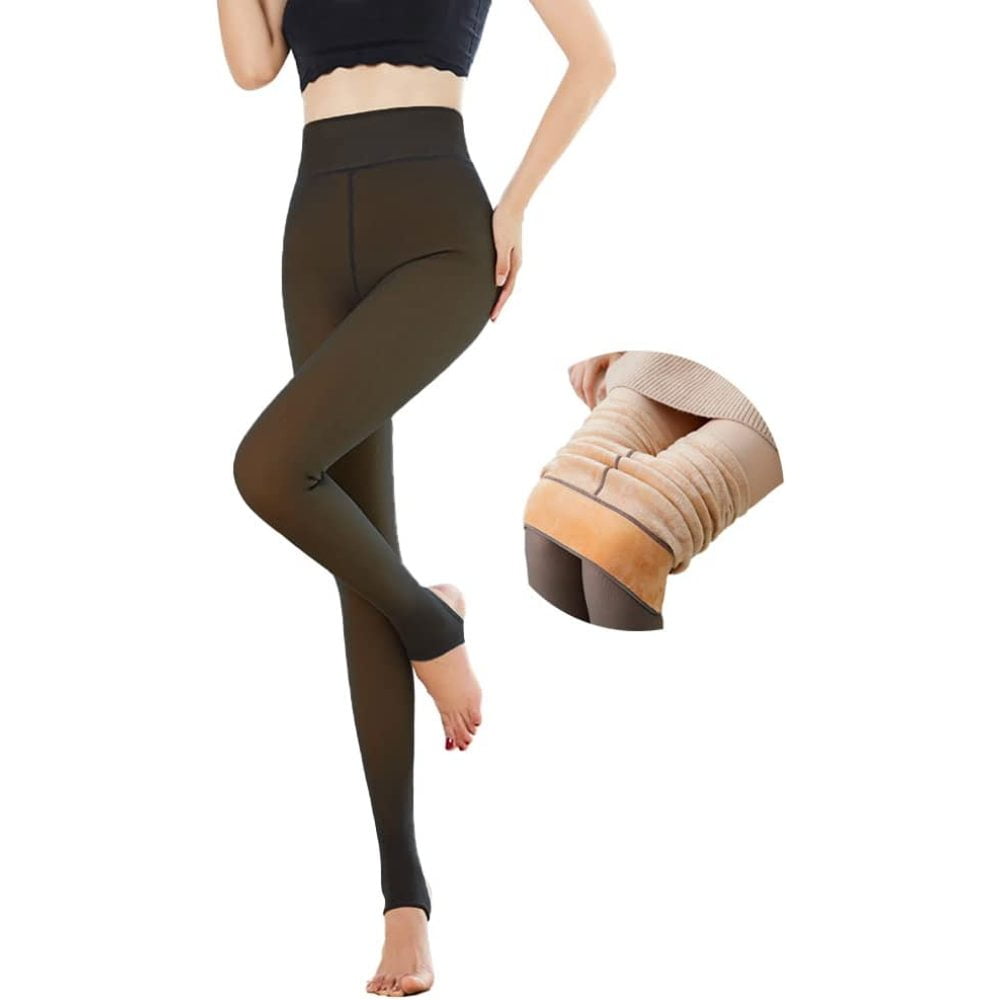 Women's tights with wool lining in winter, high elastic warm keeping thick pseudo translucent tights, trousers, fuzzy... - Image 5