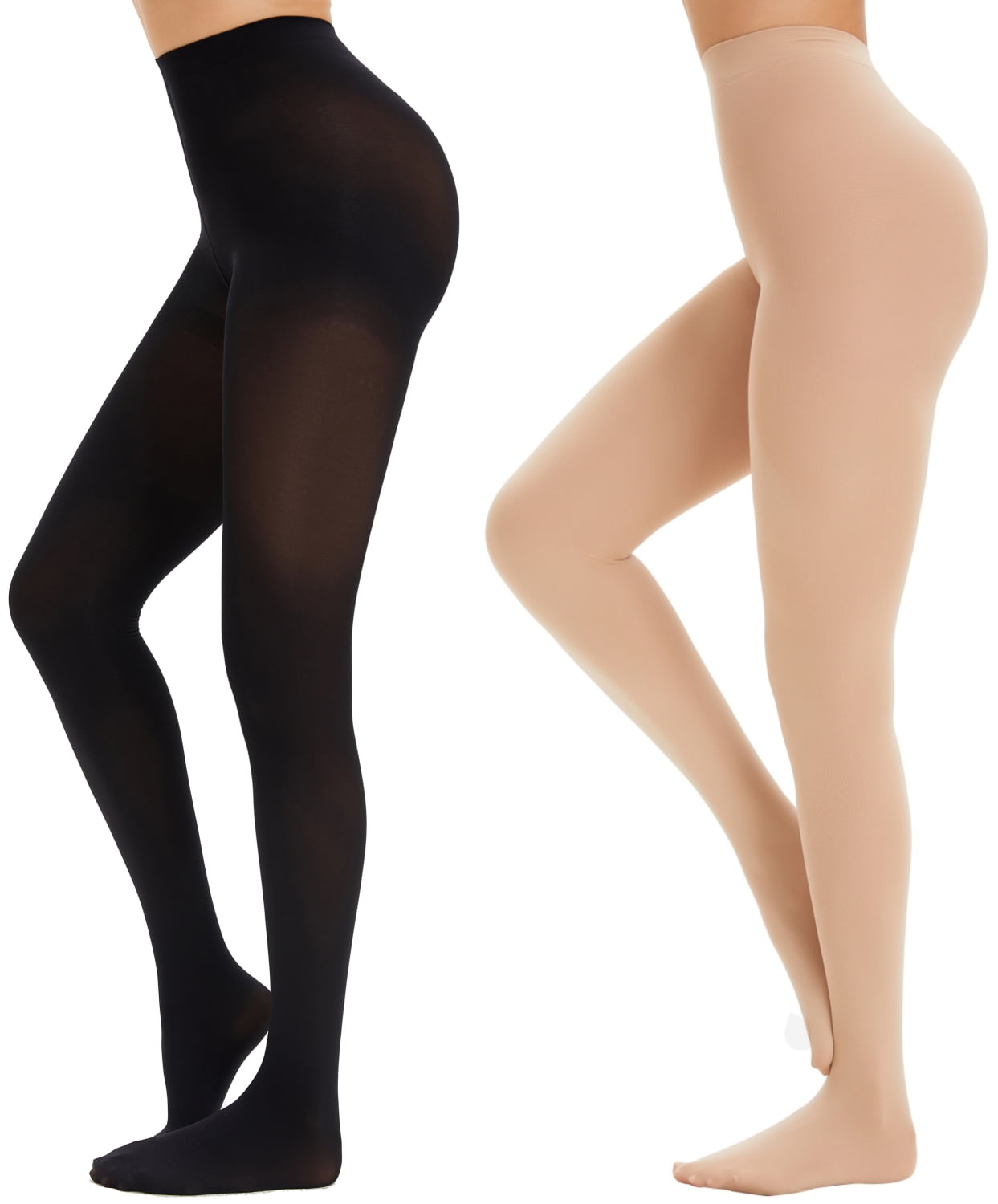 2 High-Waist Opaque Tights Microfiber Control Top Pantyhose One Size - Image 6