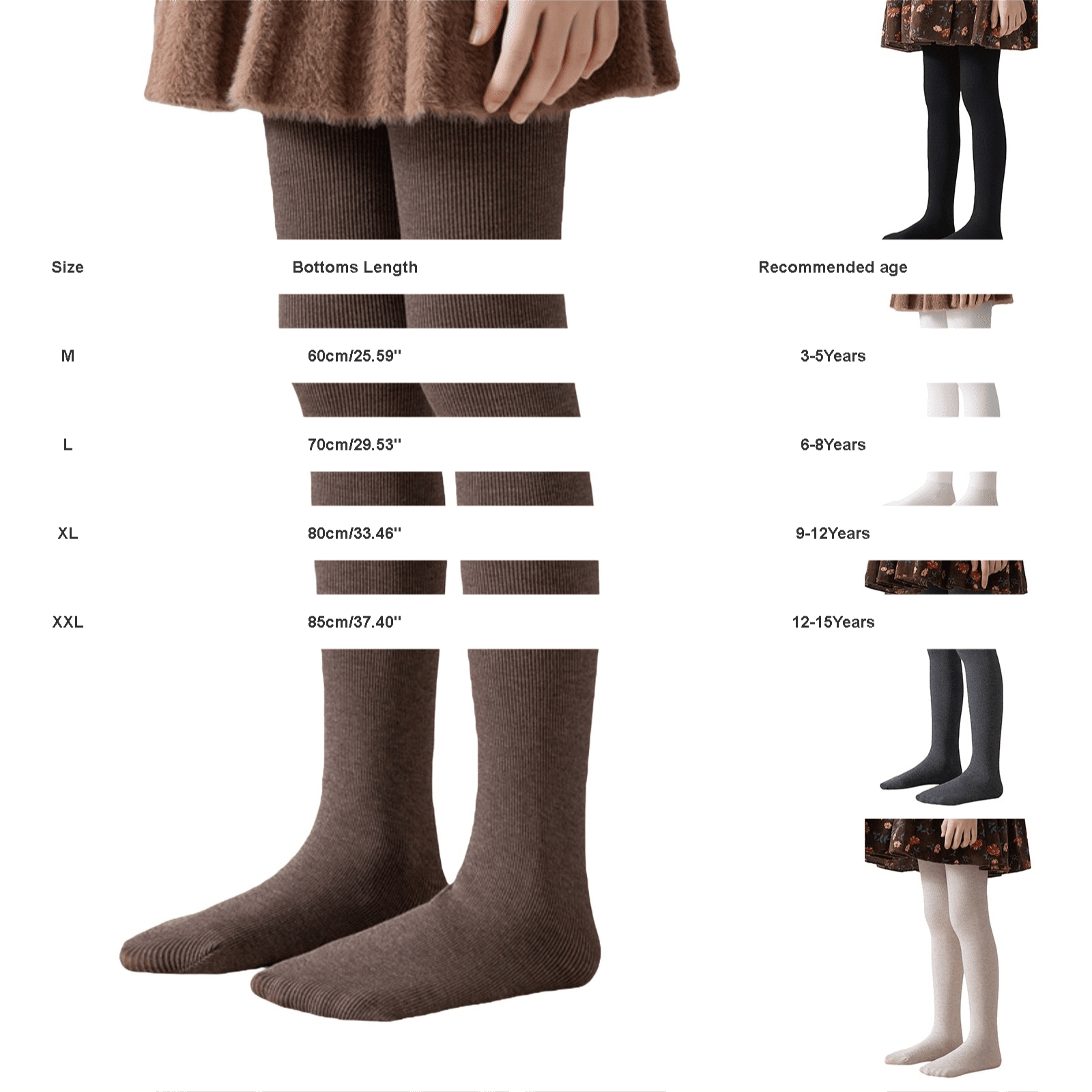 Fleece Knit Tights for Girls School Causal Thick Body Socks Teen Girls Warm Soft Stockings Leggings Pants Ballet Danc...
