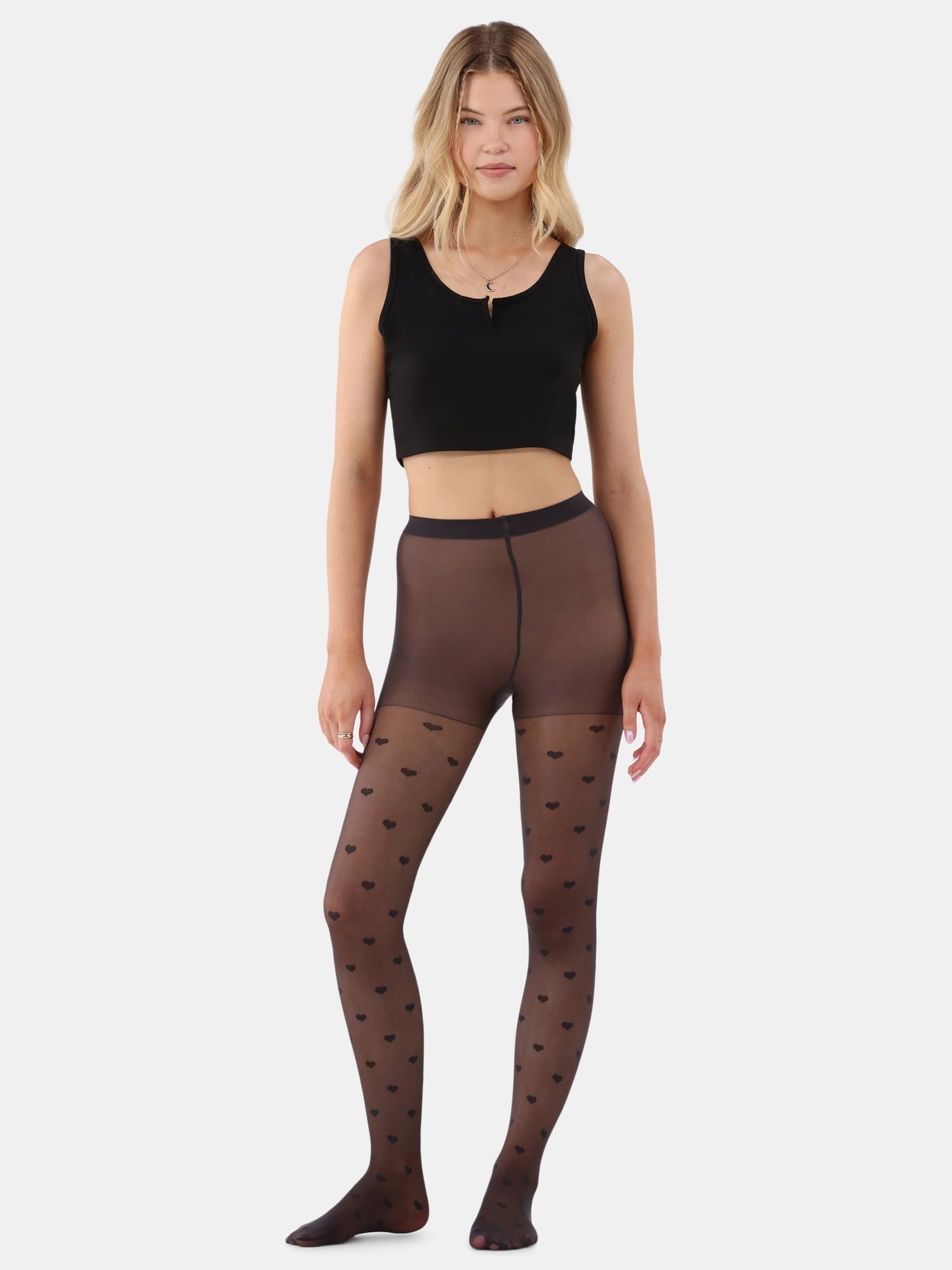 Hearts Pattern Tights for Women, Sizes S-3XL