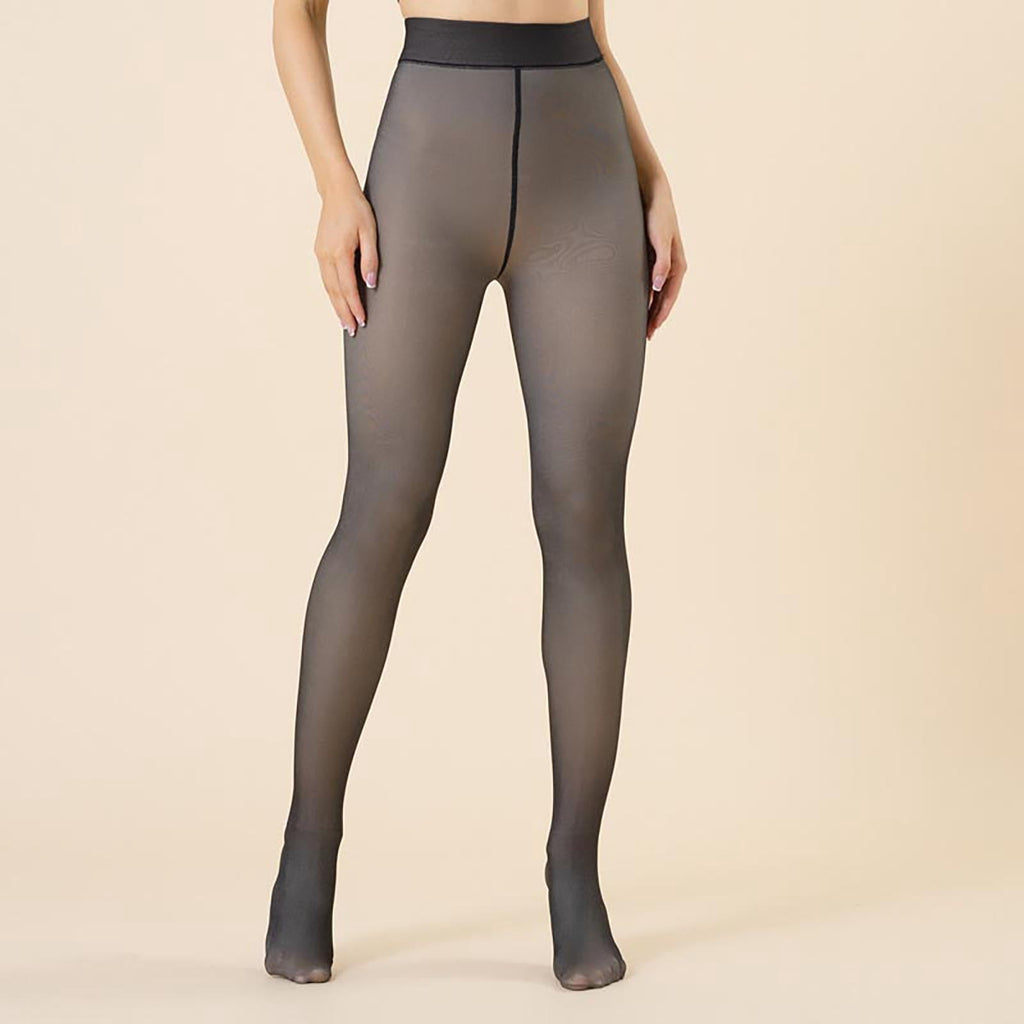 Womens Fleece Lined Tights Warm Fake Translucent Pantyhose Thermal Opaque High Waisted Winter Legging Footed Sheer Ti... - Image 5