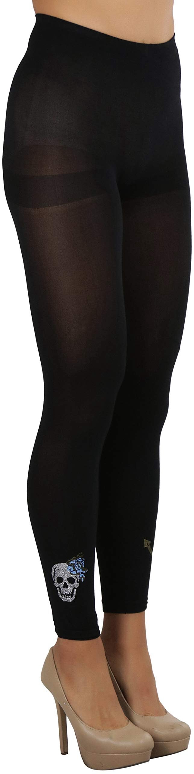 Women's Opaque Above Ankle Footless Tights Fashion Hosiery - Black Pirate - One Size - Image 2