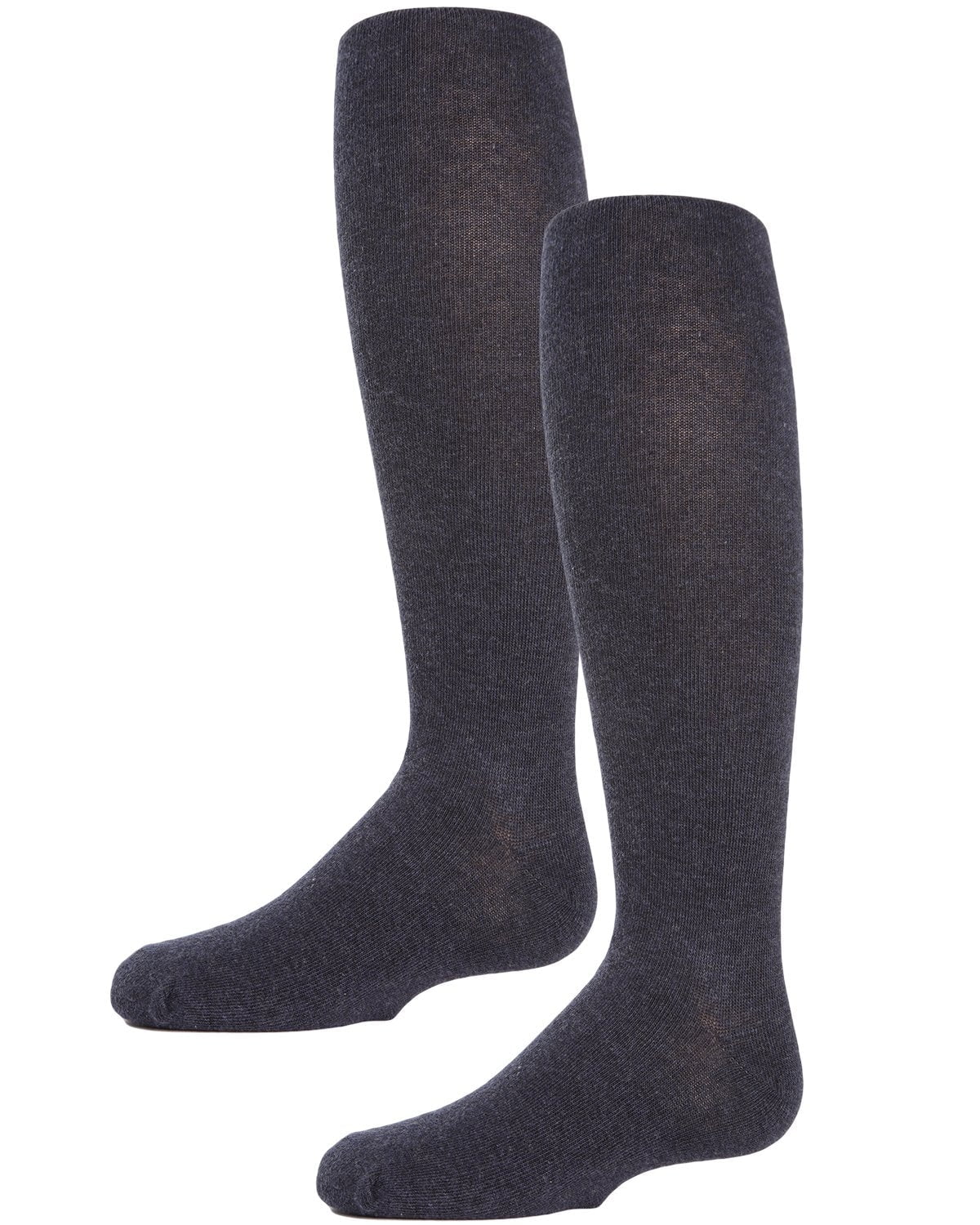 2 Pair Pack Essentials Cotton Tights - Girls - Female, 4, Charcoal