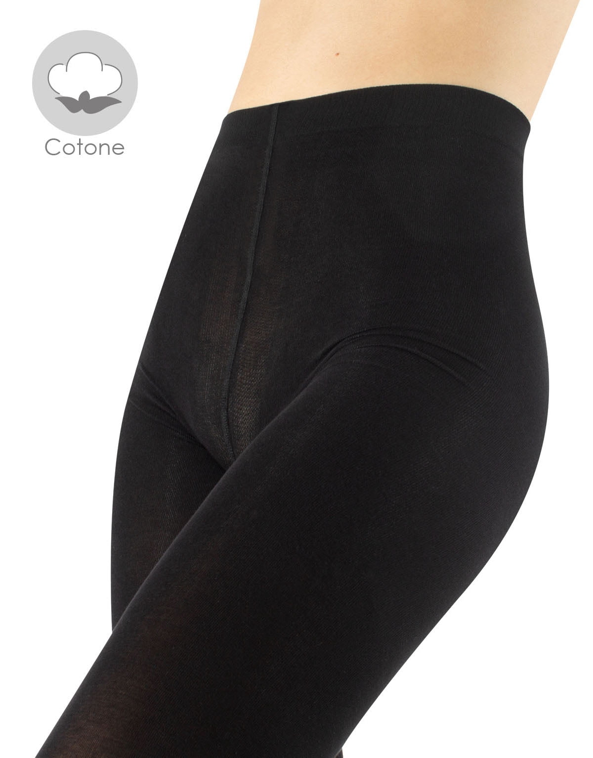 Cotton Tights for Women | Soft & Warm Winter Pantyhose for Women | 100 Den Black Tights Women | S M L XL | Made in Italy | (S/M, Black) - Image 3