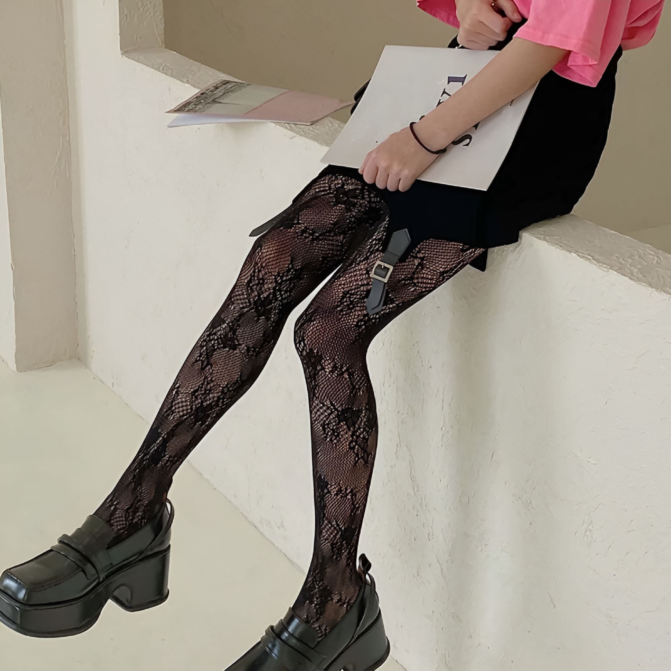 Panties Pantyhose Size Tights Stockings Sexy Pattern Ribbon Leggings Floral Print Women's - Image 5