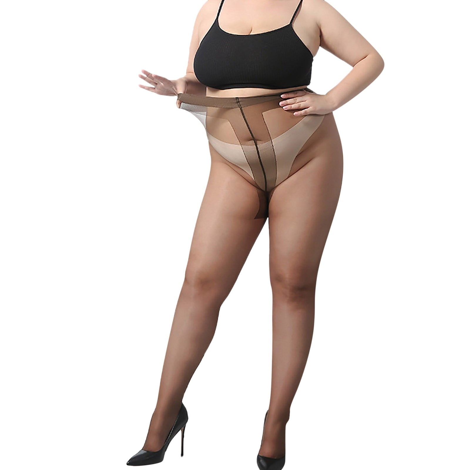 Plus Size Pantyhose for Women Control Top Pantyhose with Run Light Support Legs Sheer Tights Extra Stockings Pantyhose