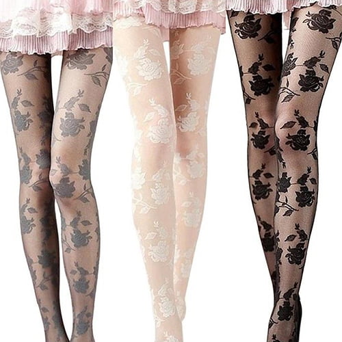 1 Pair Lace Patterned Tights Floral Stockings Pattern Leggings Tights Net Pantyhose for Women and Girls Supplies