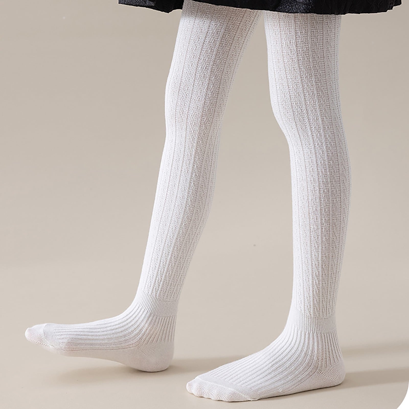 Girls Ribbed Knit Tights Fleece Thermal School 𝐔niform Full Length Footed Leggings Kids Toddler Opaque Dance Pantyhose - Image 6