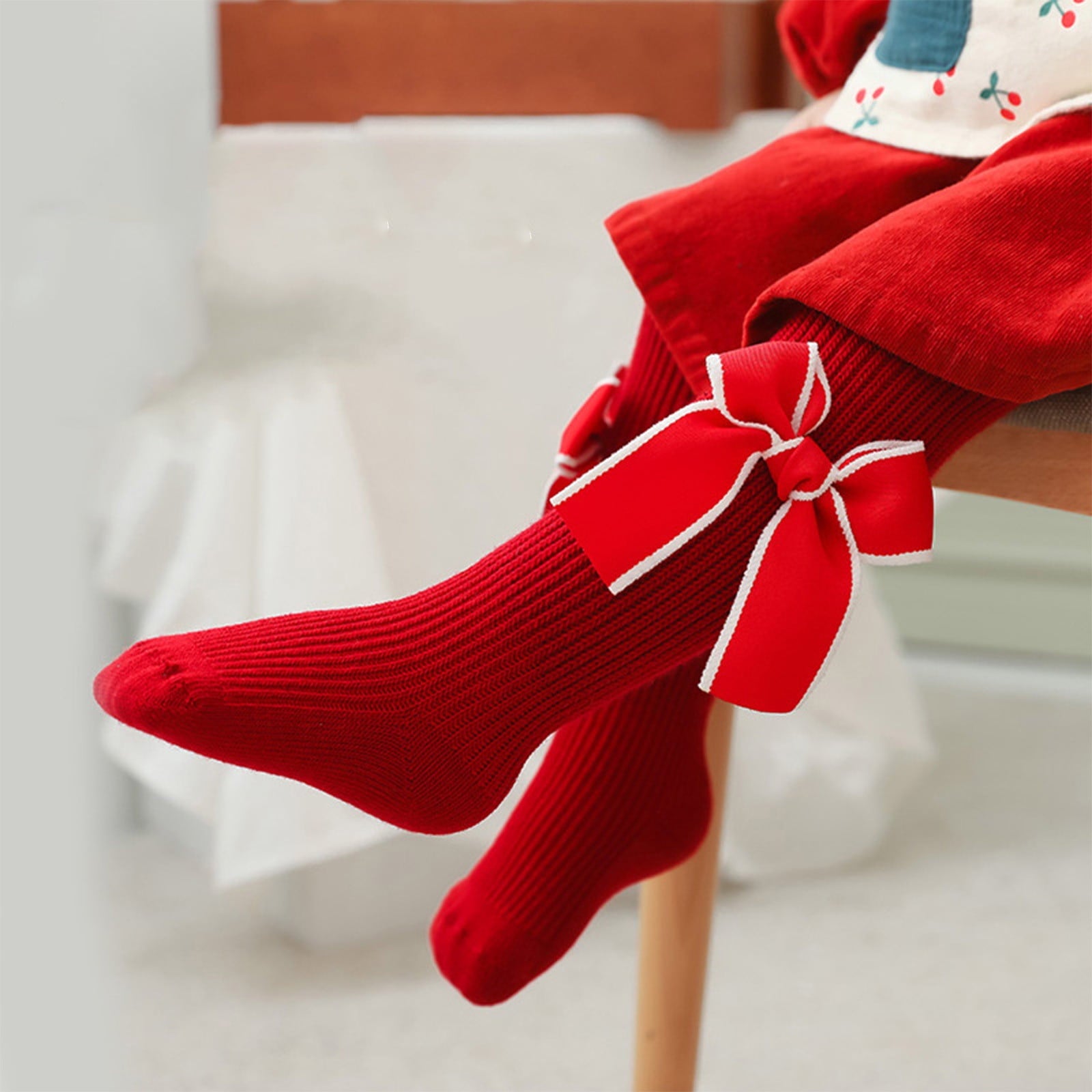 Toddler Kids Christmas Leggings Bowknot Red Pantyhose Christmas Big Red Pantyhose Footed Socks Warm Bottoms 3 Months ... - Image 3