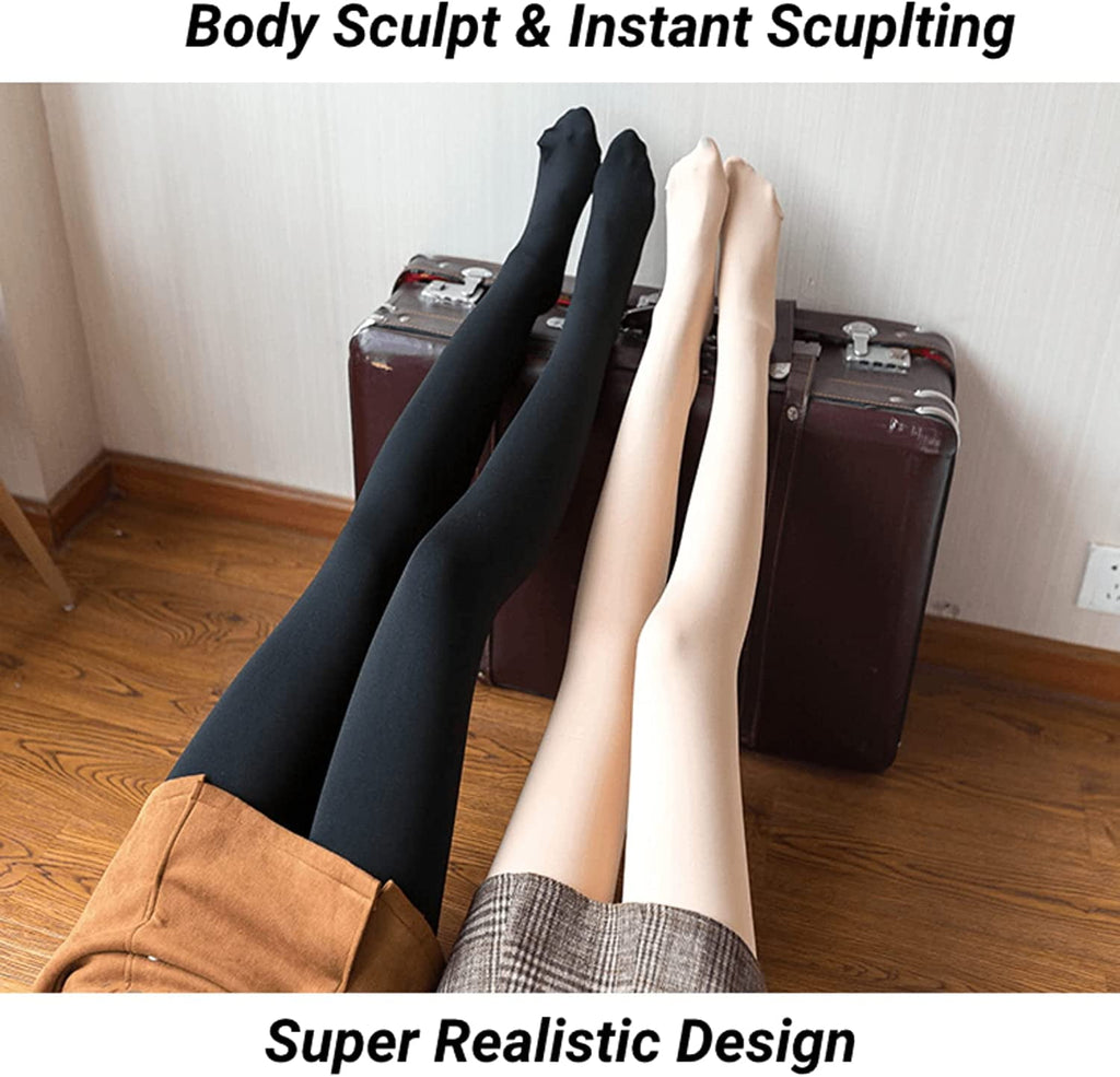 Women Fleece Lined Tights with Control Top, Sheer Warm High Waist Pantyhose Thermal Thick Opaque Leggings Winter Fall - Image 6