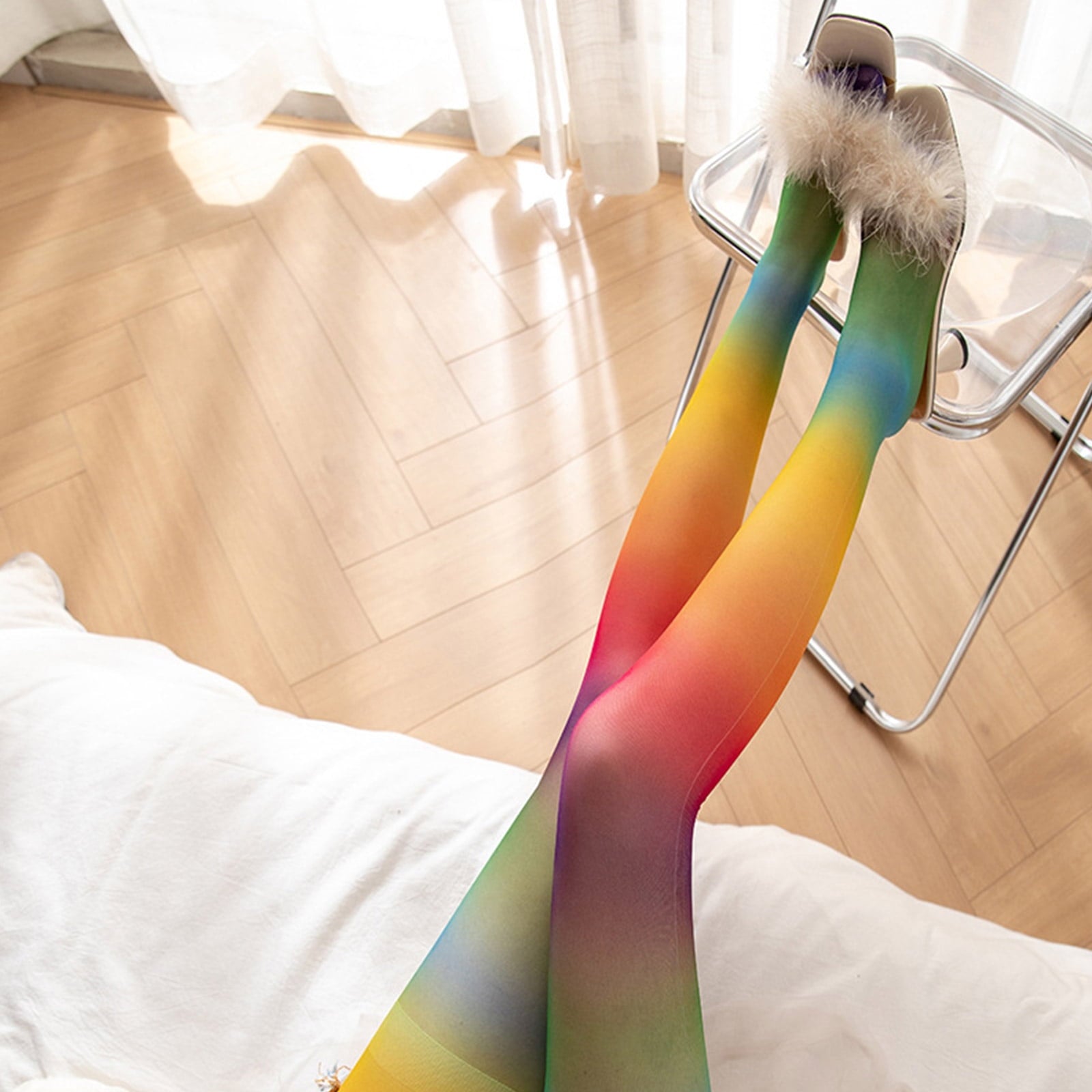Women's Control Top Pantyhose Sheer Nylon Tights Gradients Silk Stockings Vintage High Waist Pantyhose Tights Hosiery - Image 6