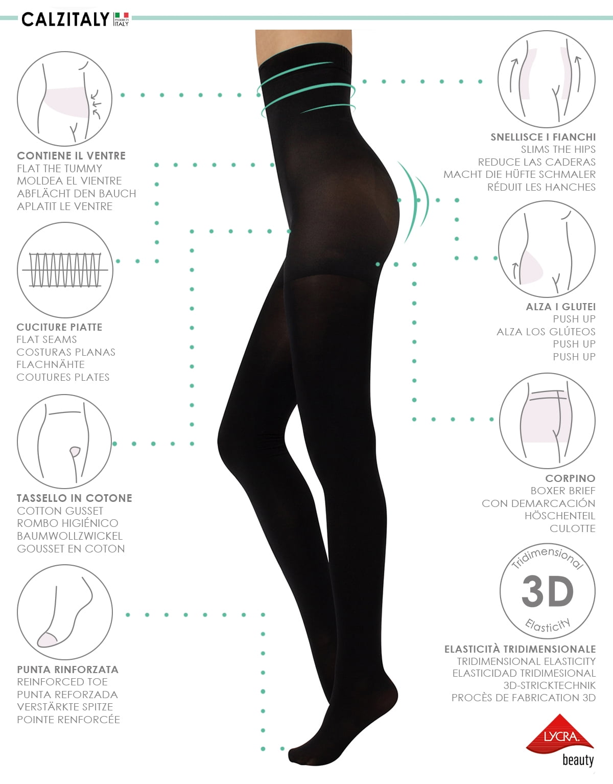 HIGH WAIST PANTYHOSE | OPAQUE SHAPING TIGHTS | WINTER PANTYHOSE | 80 DEN | BLACK | S, M, L, XL | ITALIAN HOSIERY | (L, Black)