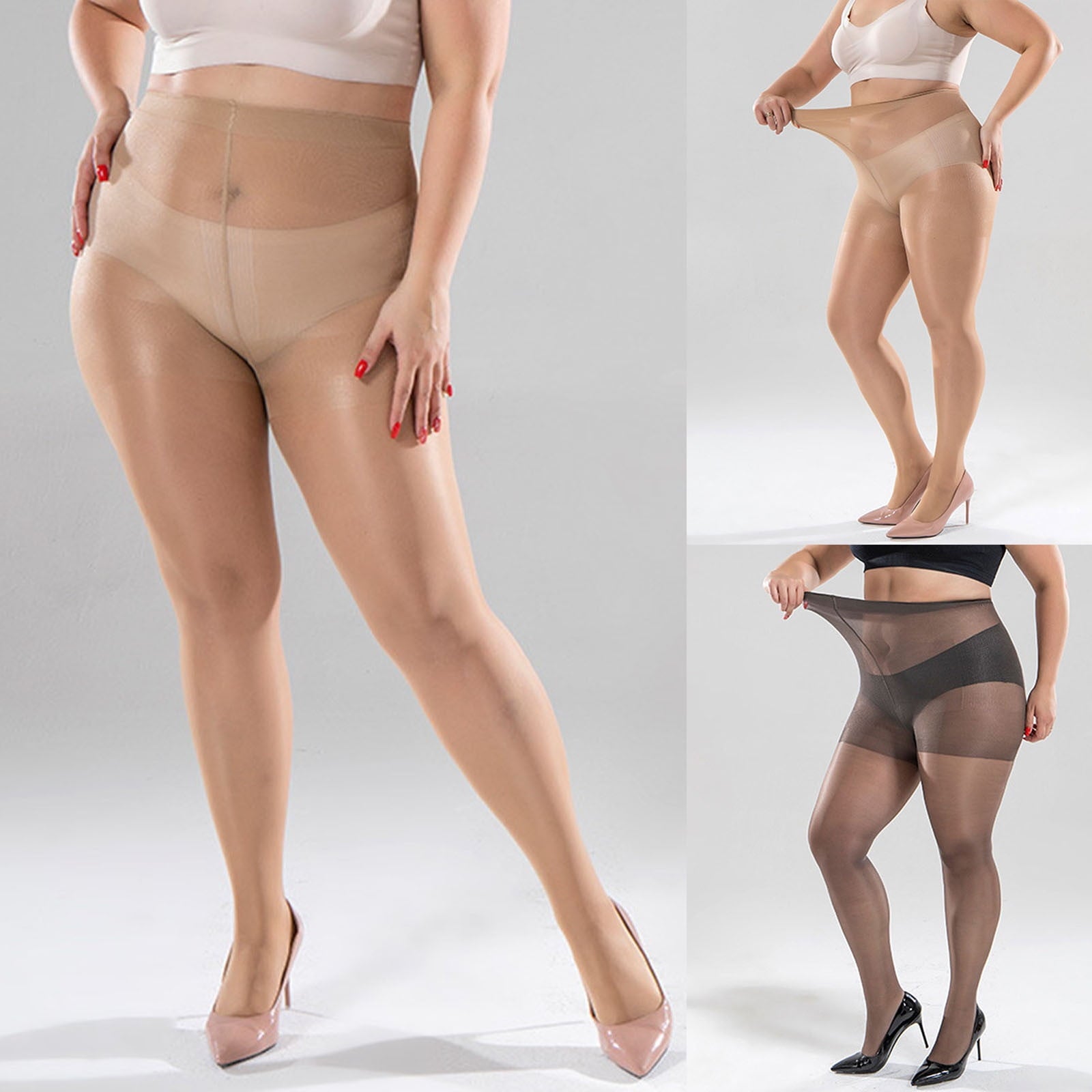 Stockings For Women Pantyhose Women Control Top Pantyhose With Run Light Support Legs Sheer Tights Extra Fat Stocking... - Image 3