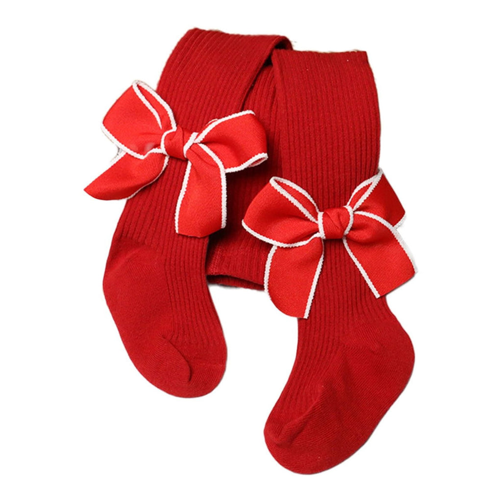 Toddler Kids Christmas Leggings Bowknot Red Pantyhose Christmas Big Red Pantyhose Footed Socks Warm Bottoms 3 Months ...