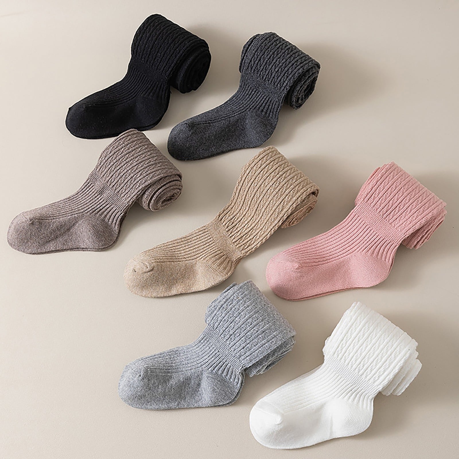 Girls Ribbed Knit Tights Fleece Thermal School 𝐔niform Full Length Footed Leggings Kids Toddler Opaque Dance Pantyhose - Image 4