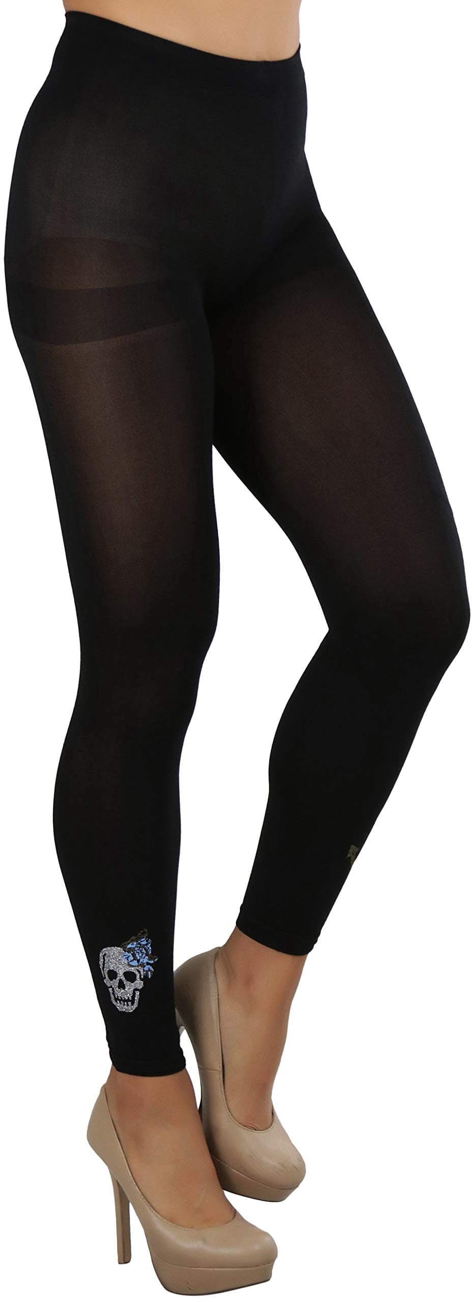 Women's Opaque Above Ankle Footless Tights Fashion Hosiery - Black Pirate - One Size - Image 5