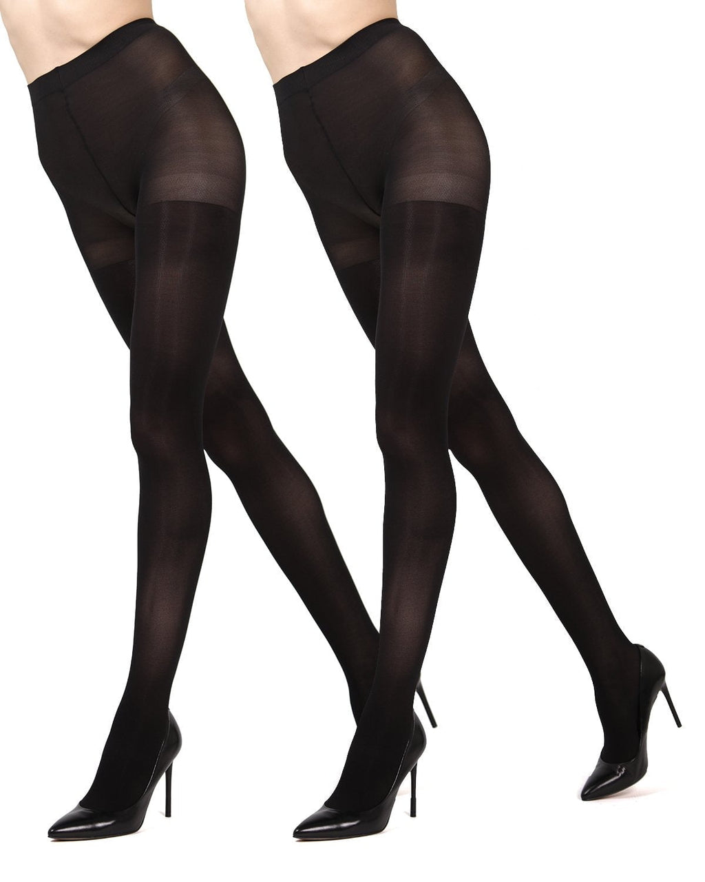Control Top Solid Microfiber Tights 2 Pack - Womens - Female (Small/Medium, Navy/Navy) - Image 3