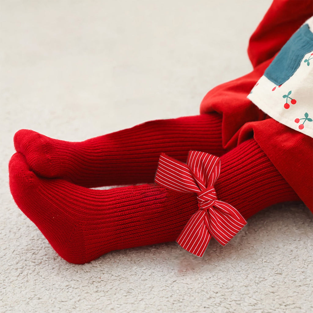 Toddler Kids Christmas Leggings Bowknot Red Pantyhose Christmas Big Red Pantyhose Footed Socks Warm Bottoms 3 Months ... - Image 3