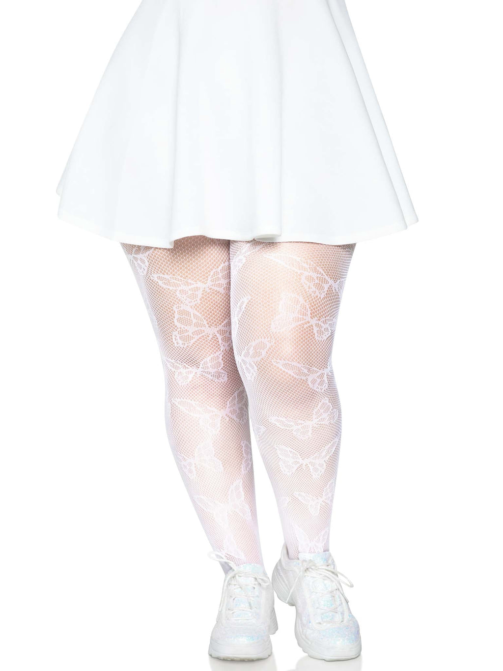 Butterfly Net Tights - 1x/2x - White - Image 4