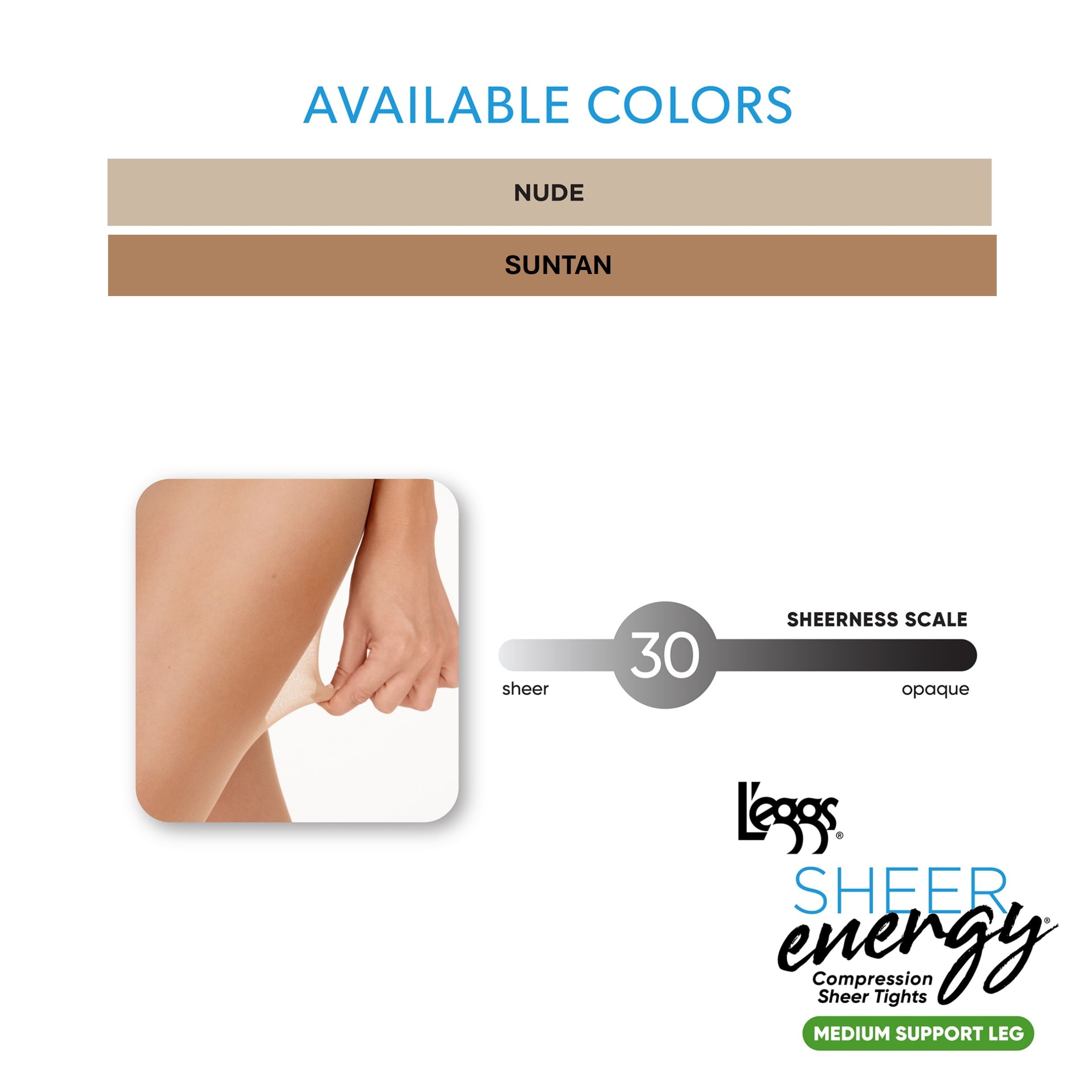 30 Denier Medium Support Compression Tights, 2 Pair, Sizes up to Q+ - Image 5