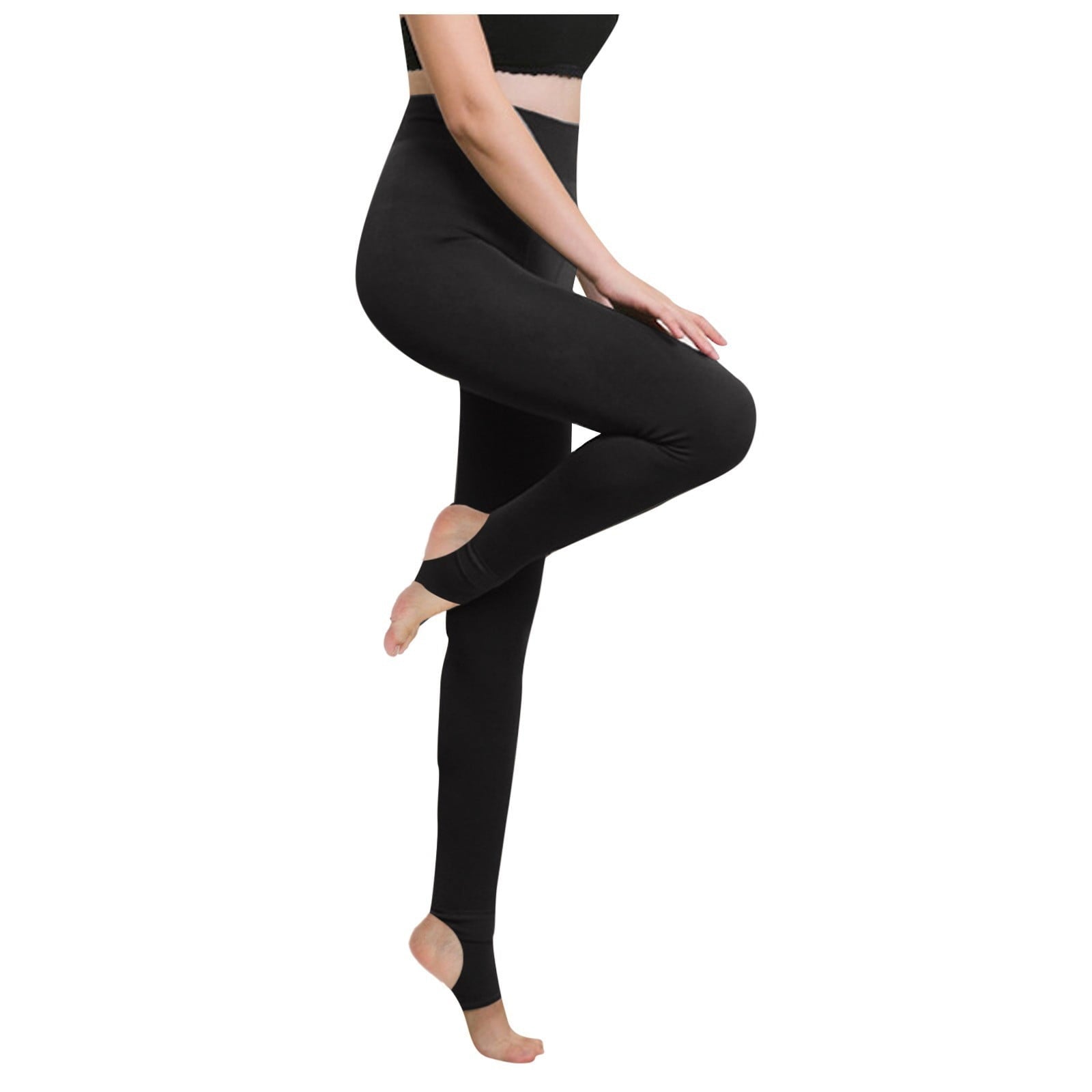 Fleece Lined Tights Women Plus Size Sheer Comfy High Waisted Leggings Thick Knitted Fall Trendy Pantyhose Black XXL - Image 2