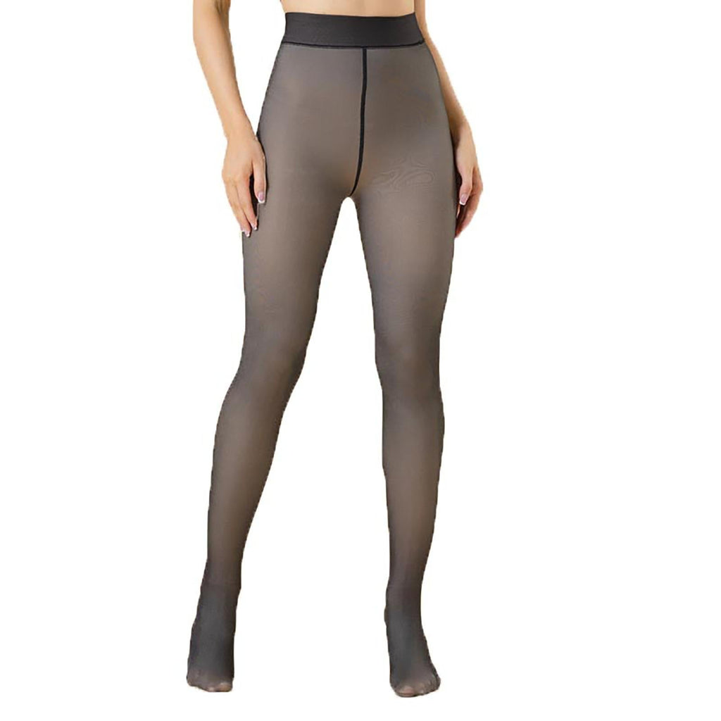 Womens Fleece Lined Tights Warm Fake Translucent Pantyhose Thermal Opaque High Waisted Winter Legging Footed Sheer Ti...