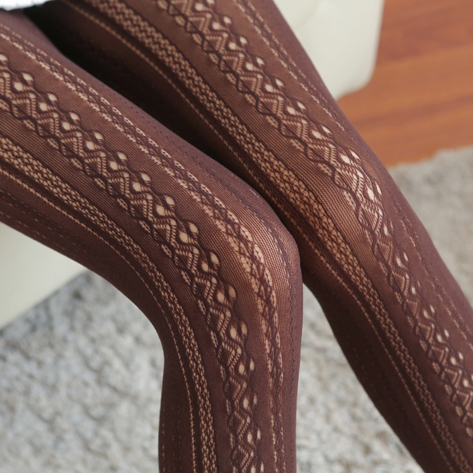 Womens Pantyhose Mesh Carved Lace Hollow Tights Valentine'S Day Daily Wear Retro Slim Stylish Leggings For Lady