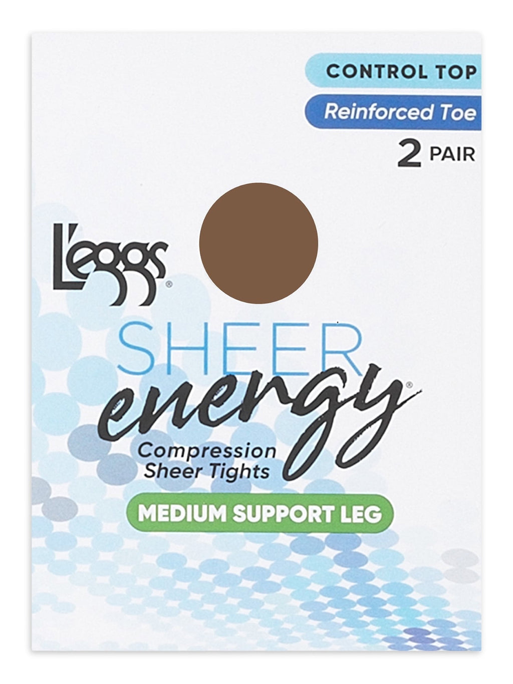 Sheer Energy Medium Leg Support Control Top Sheer Tights Women's Reinforced Toe, 2 Pair - Image 2