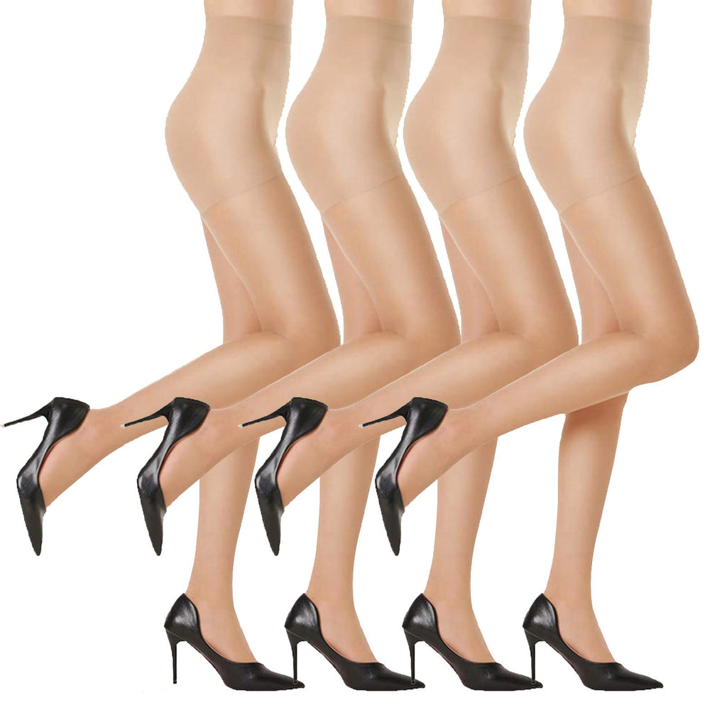 4 Tights for Women, Ultra-Thin Mesh Pantyhose Control Top High Waist Footed Stockings