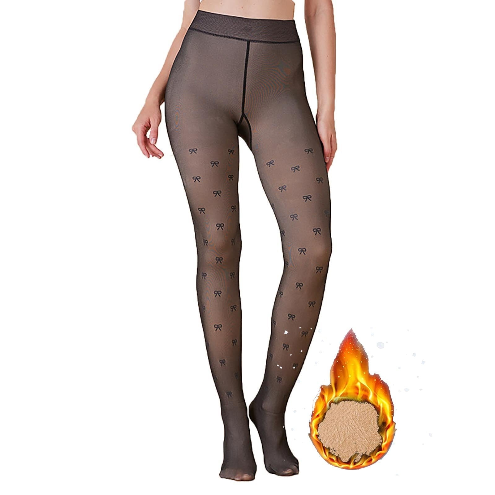 80D Fleece Lined Black Tights Patterned Pantyhose Winter Women's Tight - Image 6